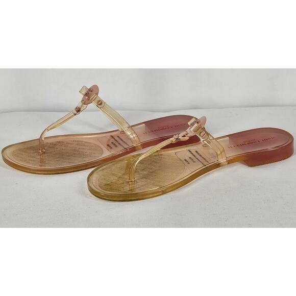 KARL LAGERFELD WYLDA WOMEN'S CRADLE PINK CRYSTAL LOGO CLEAR SANDAL SIZE 8M/38.5B - Picture 3 of 8